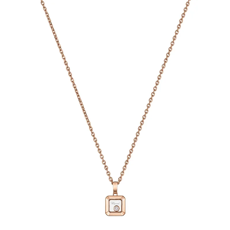 colorful gemstone necklaces for women-18ct Rose Gold Happy Diamonds Icons Pendant