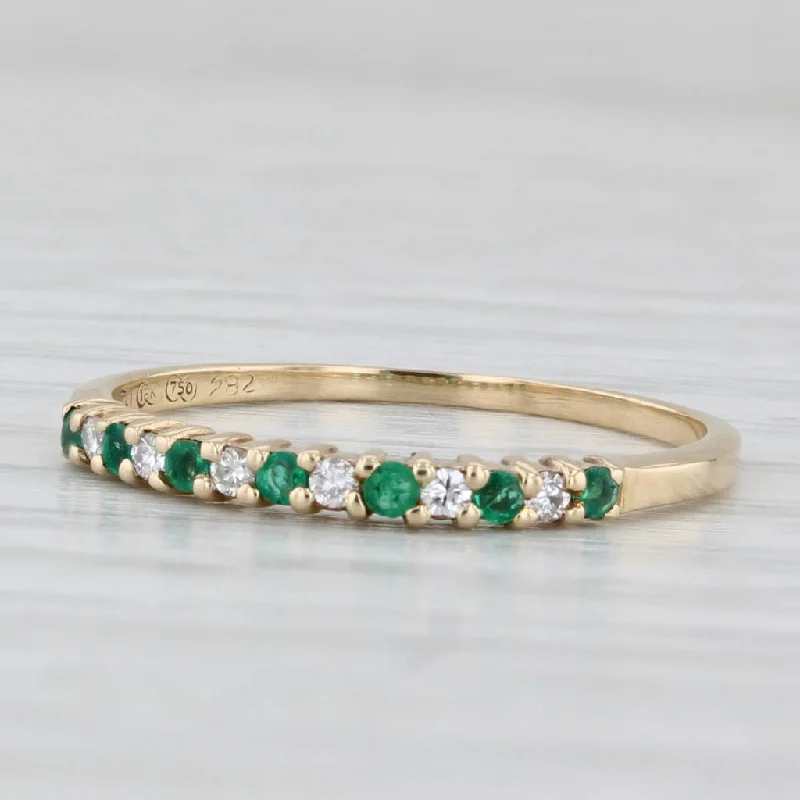 halo diamond engagement rings for women-0.17ctw Emerald Diamond Stackable Ring 18k Yellow Gold Size 6.25