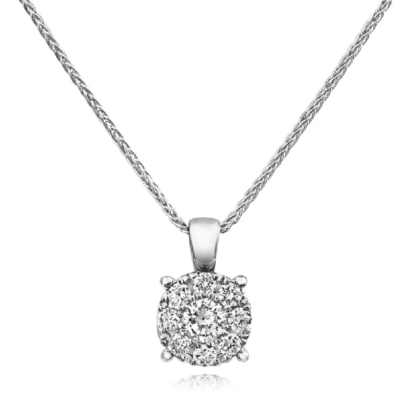 chunky necklaces for women-18ct White Gold Diamond Cluster Pendant