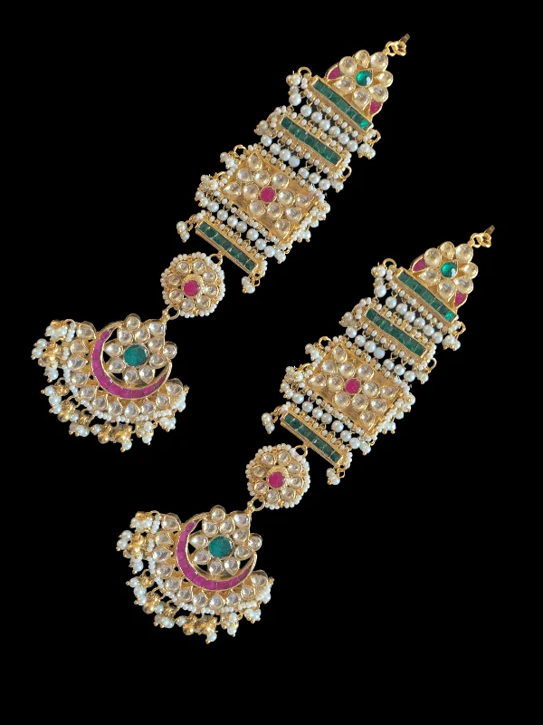 large hoop earrings for women-DER187 Jovita pachi Kundan earrings ( READY TO SHIP)