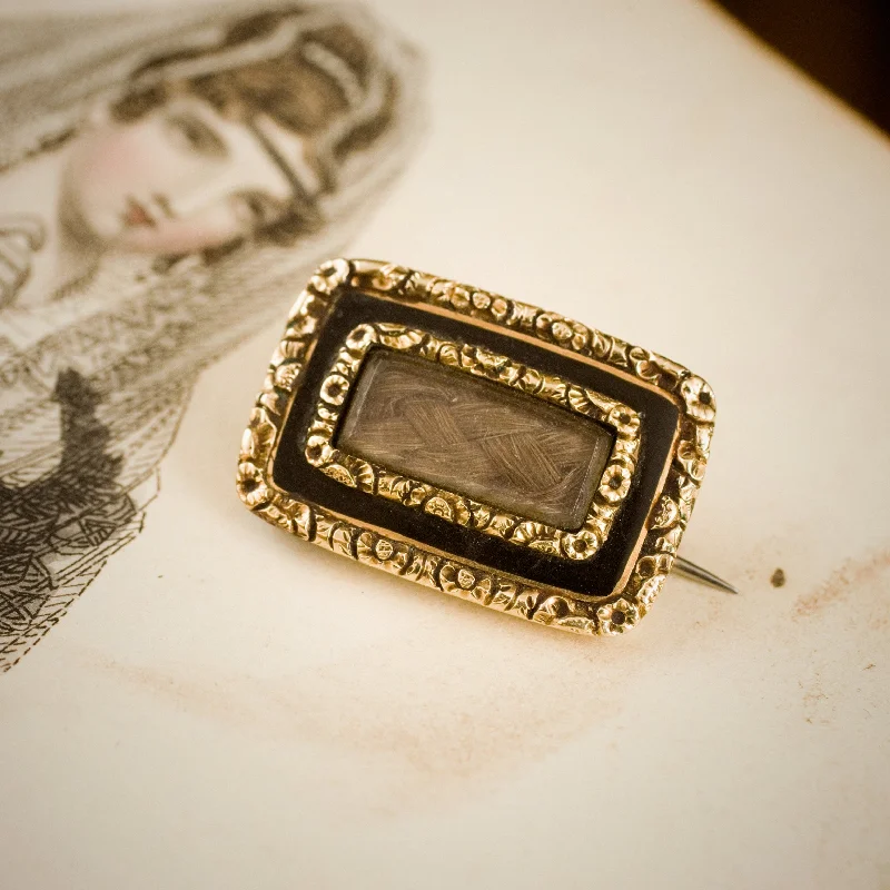 Victorian brooches for women-Fine Circa 1820's Enamelled Mourning Brooch