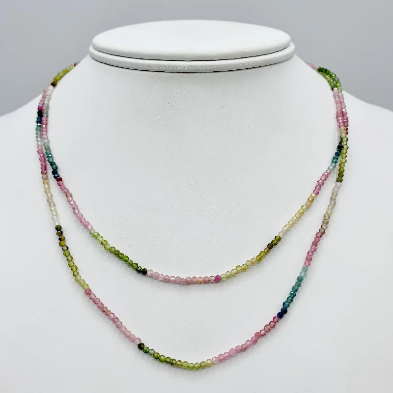 double heart necklaces for women-Delicate Tourmaline Beads