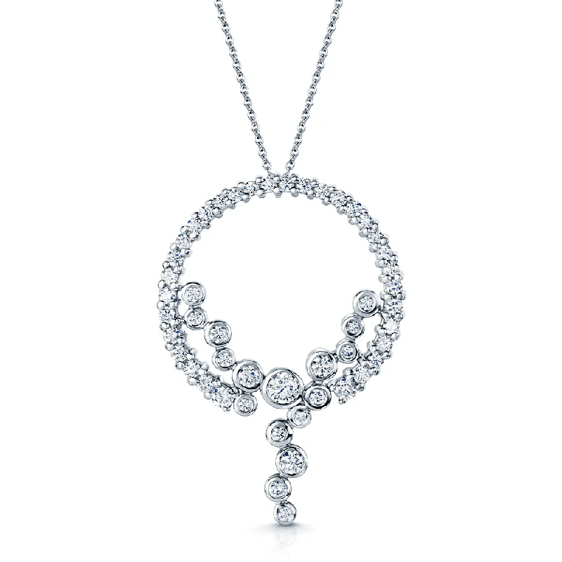 nameplate necklaces for women-18ct White Gold Round Brilliant Cut Diamond Fancy Circular Pendant