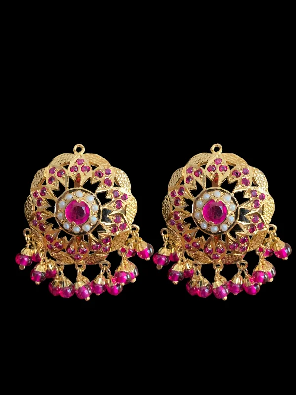 crystal drop earrings for women-Ruby pearl gold plated silver earrings ( SHIPS IN 4 WEEKS)