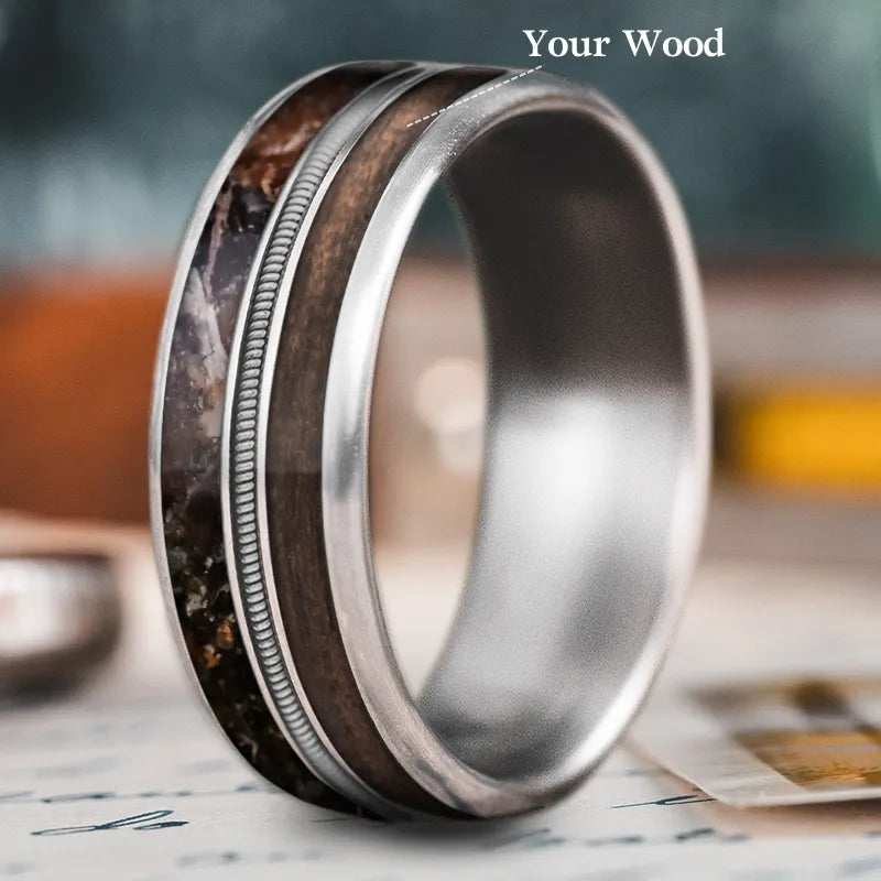 eternity diamond rings for women-Custom Design - 3-Inlay Metal Center Ring gHWWLknTrFGVRWDNVqYDaiED