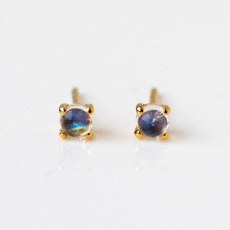 luxury earrings for women-Solid Gold Moonstone Studs