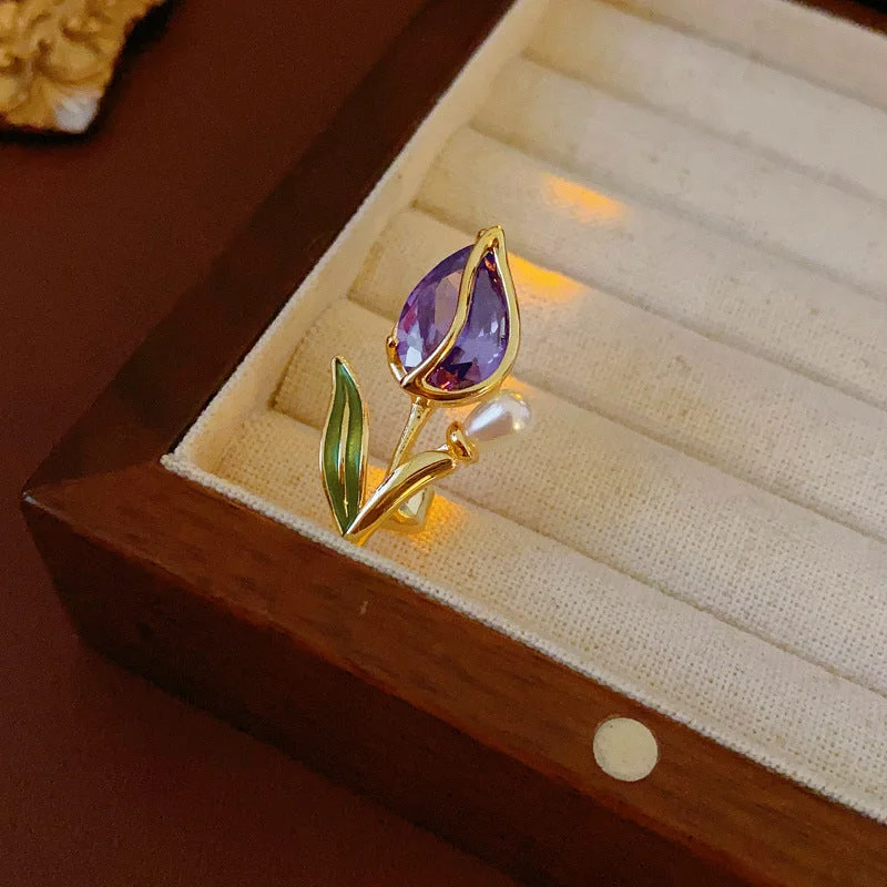 Brooch - Purple (Genuine Gold Plated)