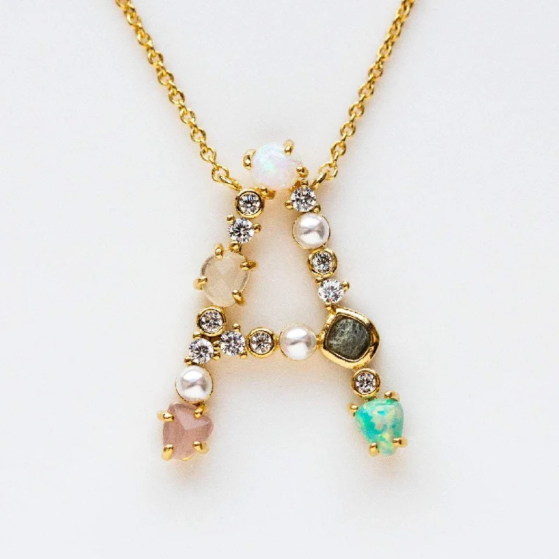 unique necklaces for women-Opal Monogram Pendant