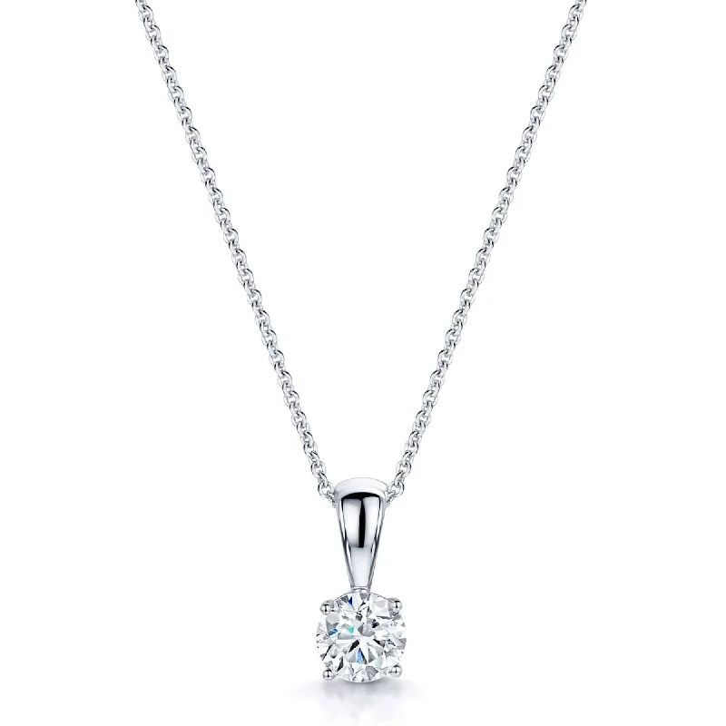 handmade necklaces for women-18ct White Gold Round Brilliant Cut Diamond Pendant