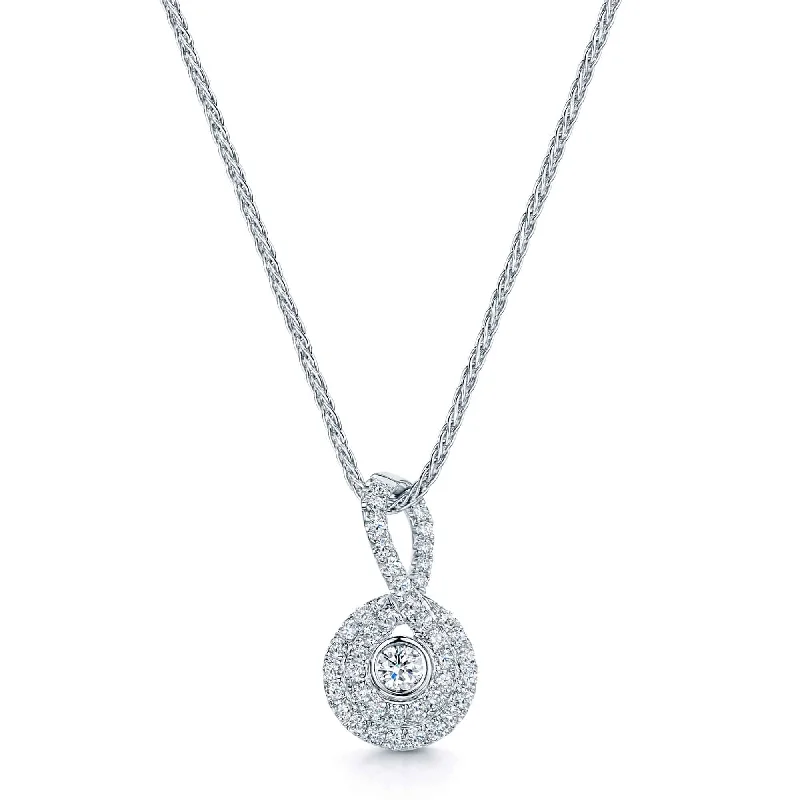 custom-designed necklaces for women-18ct White Gold Diamond Double Halo Pendant