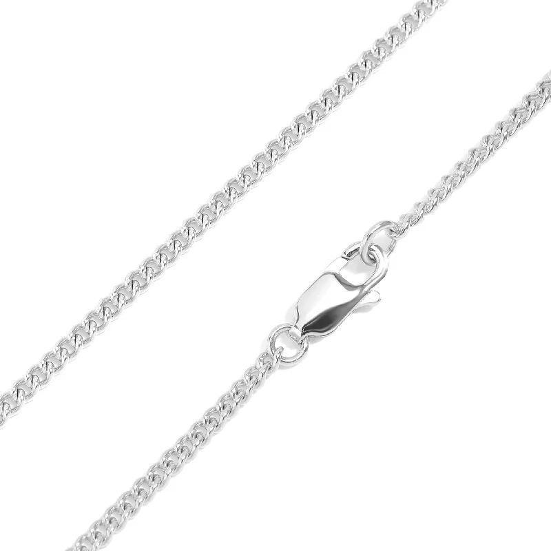 dainty gold necklaces for women-Sterling Silver Platinum Plated Diamond Cut Curb Chain / SSC0002