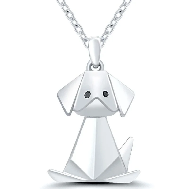 black diamond necklaces for women-ORIGAMI DOG PENDANT