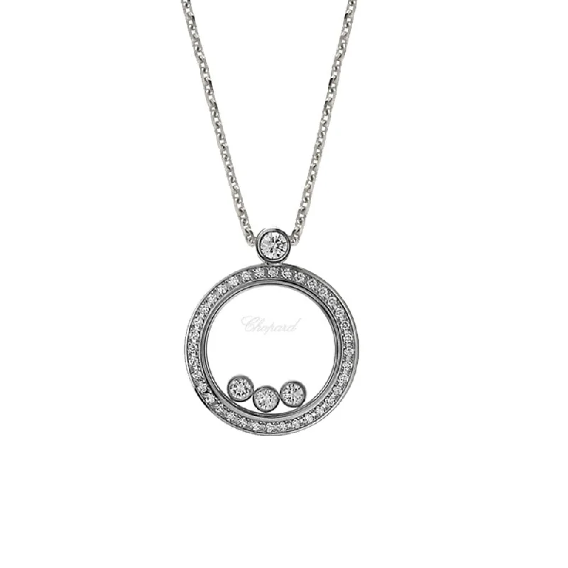 trendy necklaces for women-Happy Diamonds Themes 18ct White Gold Diamond Bezel Round Pendant