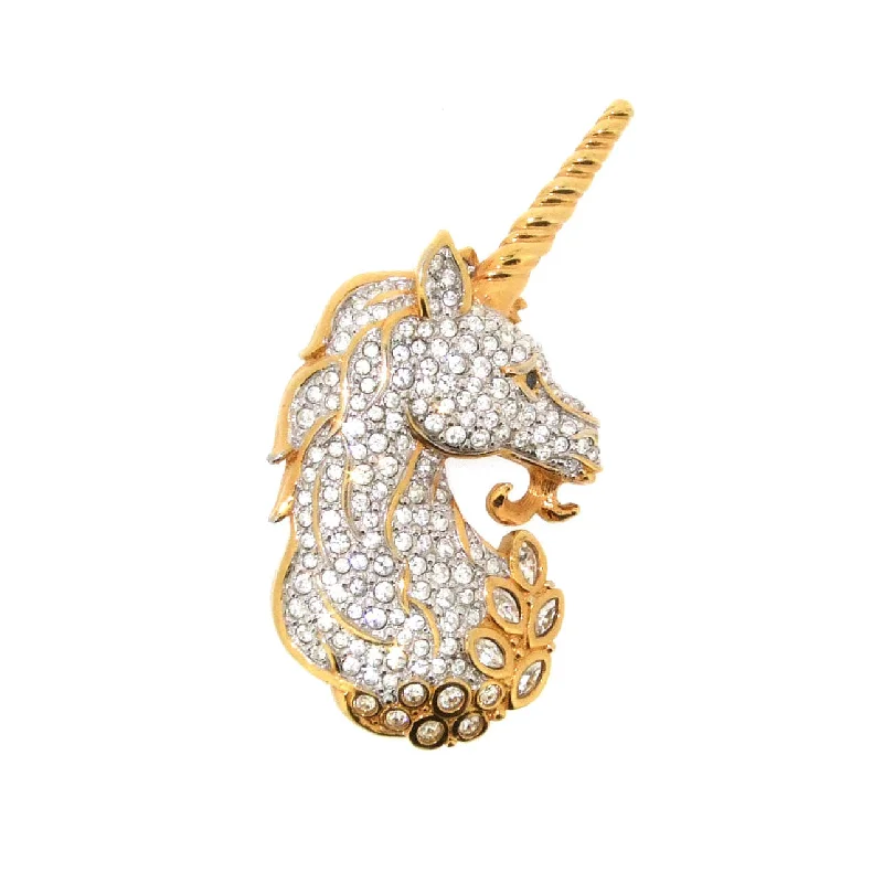 gemstone brooches for women-Unicorn Brooch by Swarovski