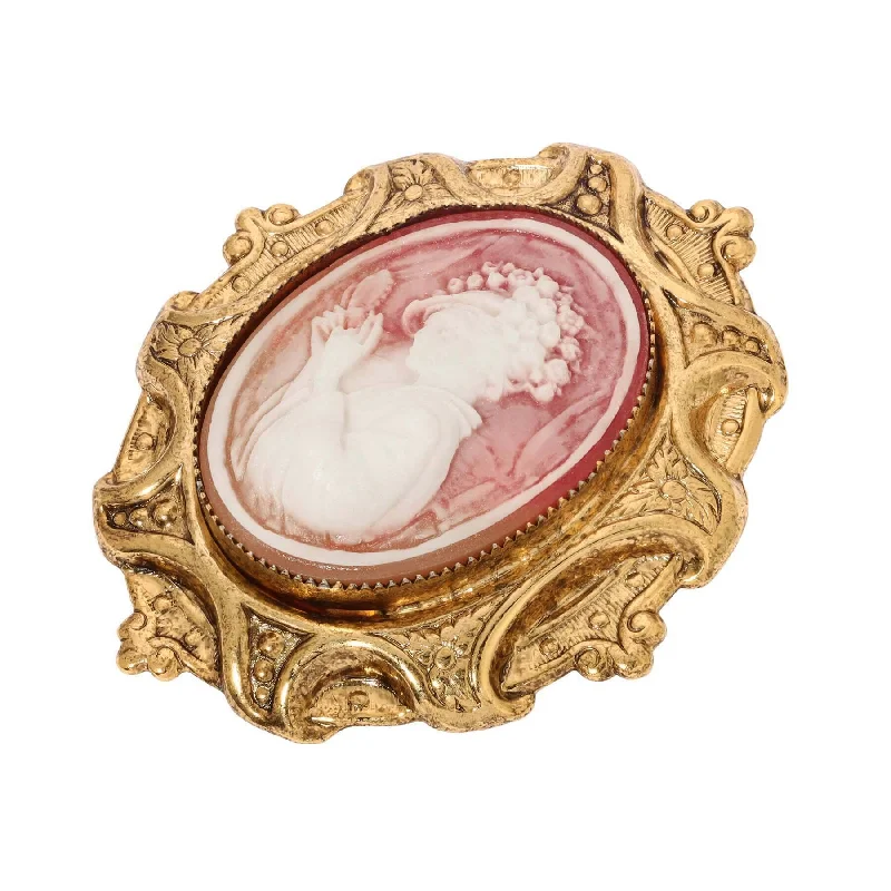 silver brooches for women-1928 Jewelry Victorian Reflections Carnelian & Ivory Cameo Brooch