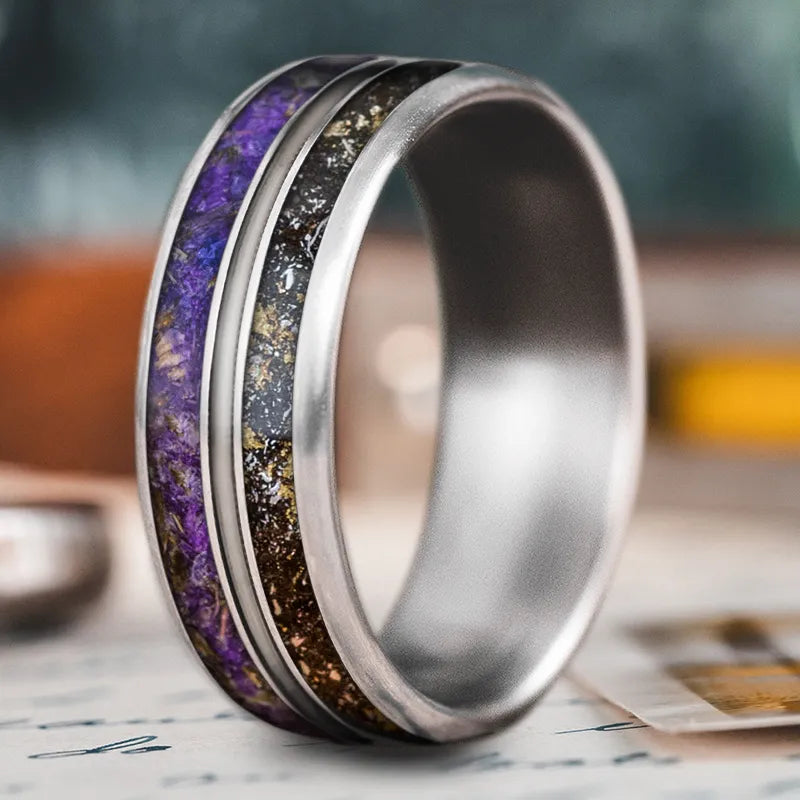 antique rings for women-Custom Design - 3-Inlay Metal Center Ring LDOPuz1bQlzx-aUWRm5UMvPX