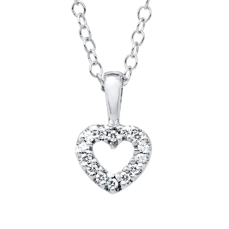 double chain necklaces for women-STERLING SILVER CHILDREN'S OPEN HEART PENDANT WITH CUBIC-ZIRCONIAS