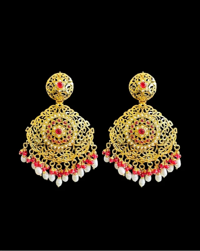 hoop gold earrings for women-Ruby pearl gold plated silver earrings ( READY TO SHIP )