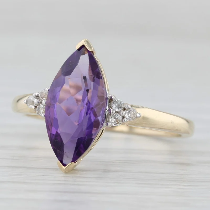 halo engagement rings for women-3.02ctw Amethyst Zircon Ring 10k Yellow Gold Size 9