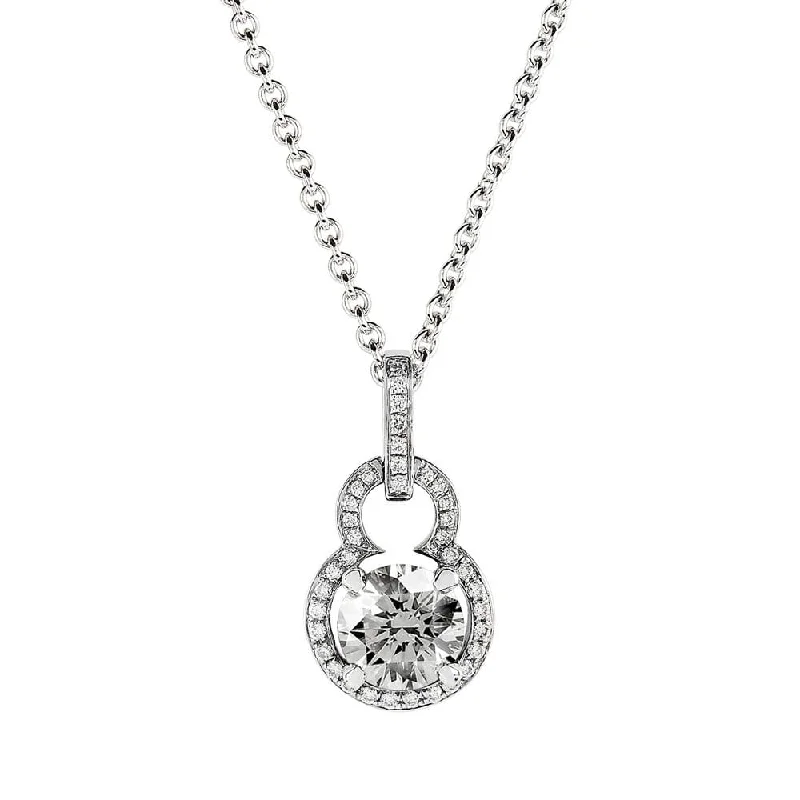 classic necklaces for women-18ct White Gold GIA Diamond Pendant