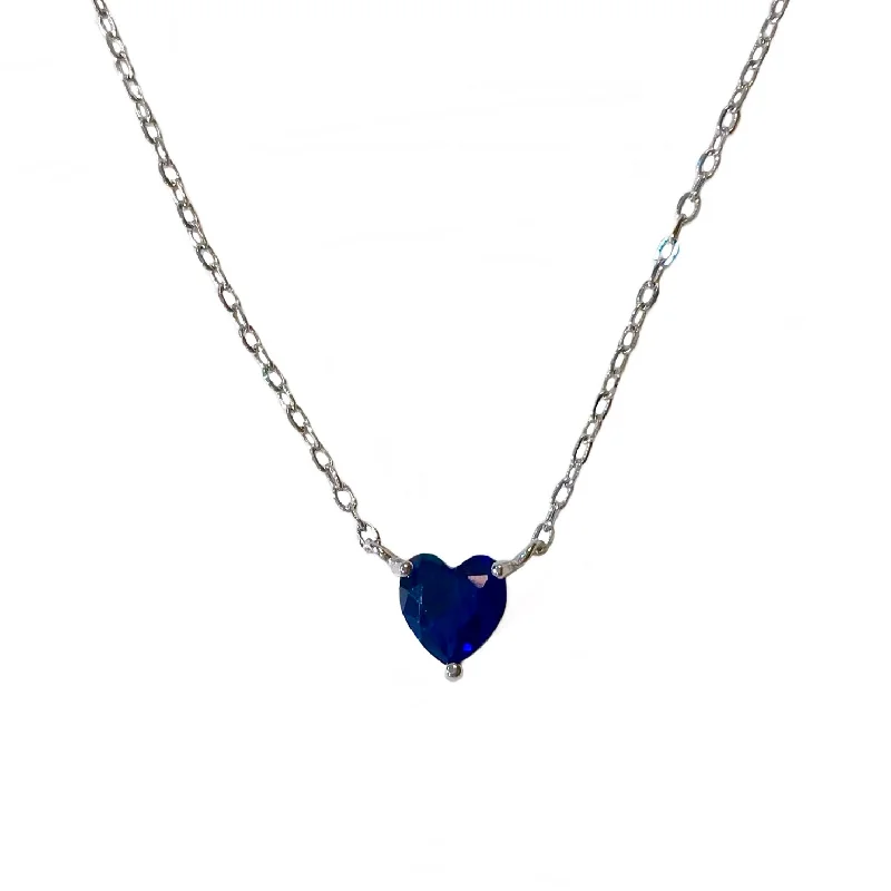 statement gemstone necklaces for women-Heart Birthstone Prong Necklace