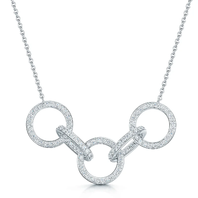 cross necklaces for women-18ct White Gold Interlocking Diamond Pendant.