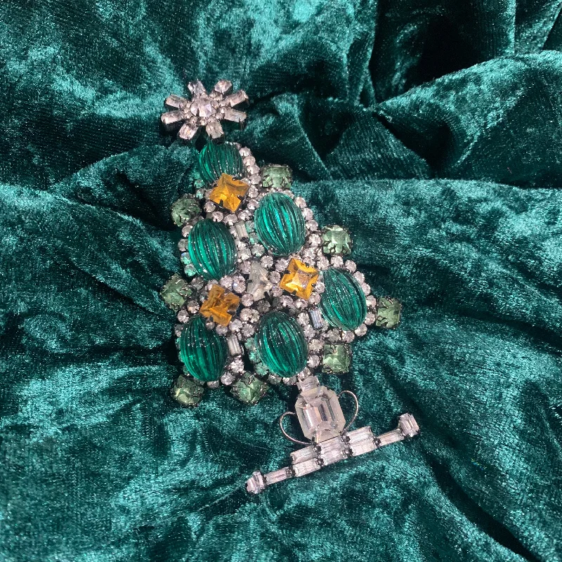 brooches with pearls for women-Larry Vrba Christmas Tree Brooch