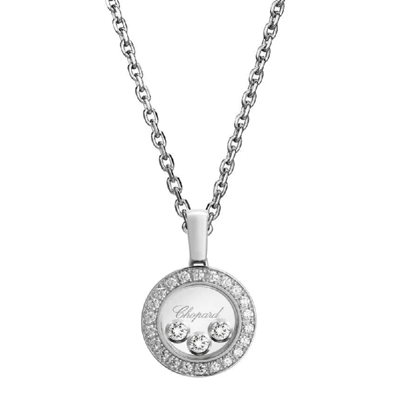 vintage necklaces for women-Happy Diamonds Icons 18ct White Gold Round Pendant