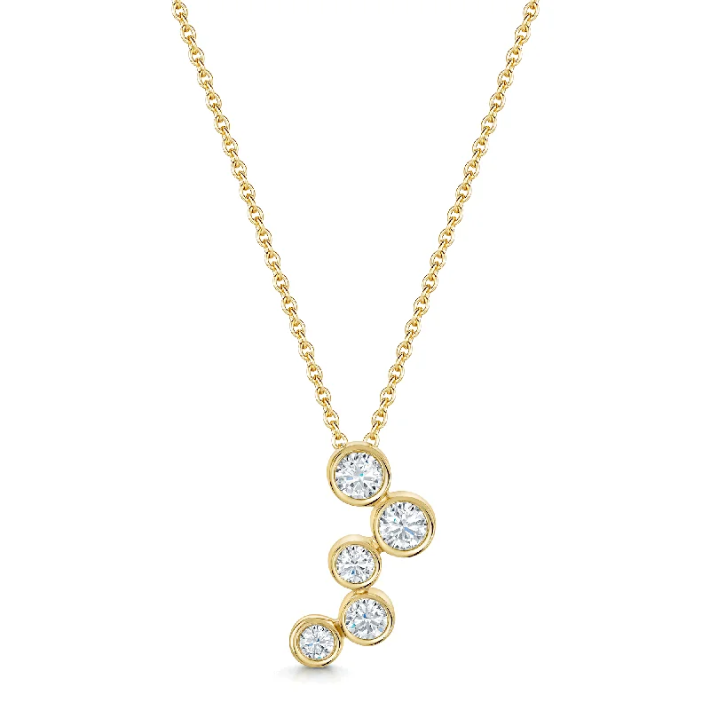 double heart necklaces for women-18ct Yellow Gold Five Stone Diamond Pendant