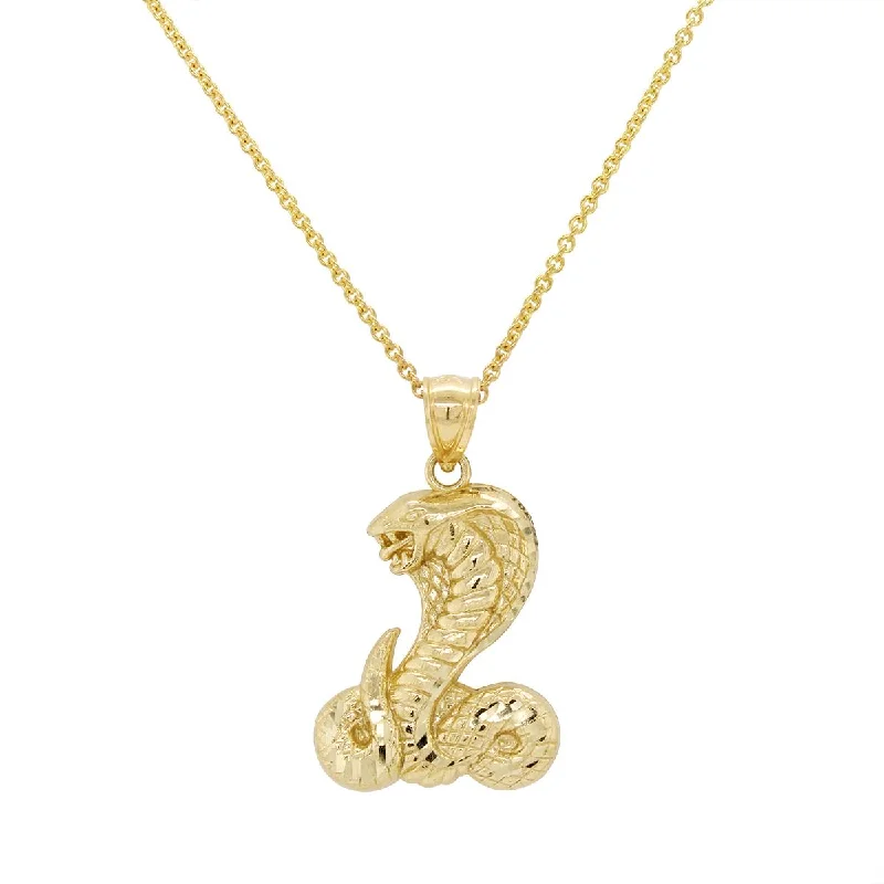 long necklaces for women-YELLOW GOLD COBRA CHARM PENDANT