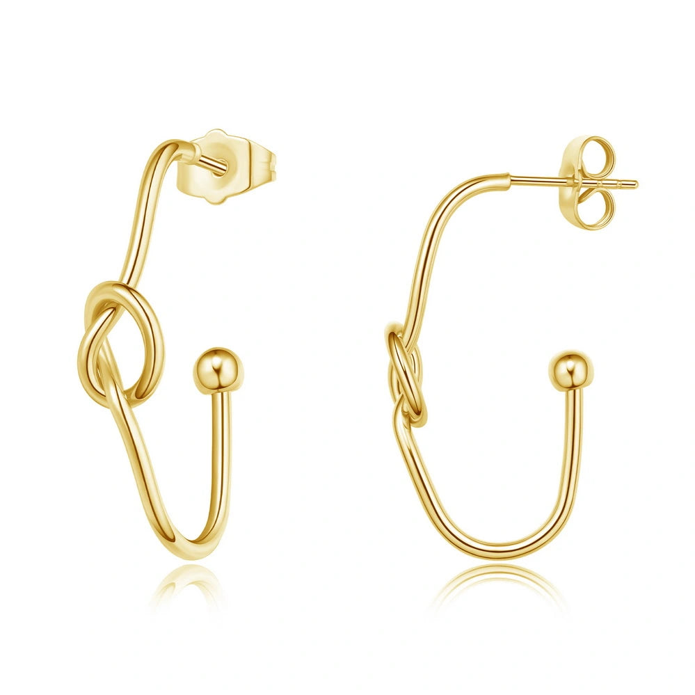 large earrings for women-14K Gold Plated Geometric Twisted Huggie Hoops Earrings- Oval Hoop