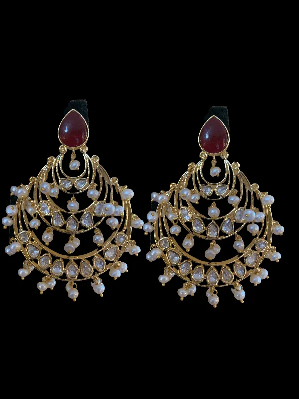 diamond stud earrings for women-DER71 Tahira cz earrings in fresh water pearls - RUBY  ( READY TO SHIP)