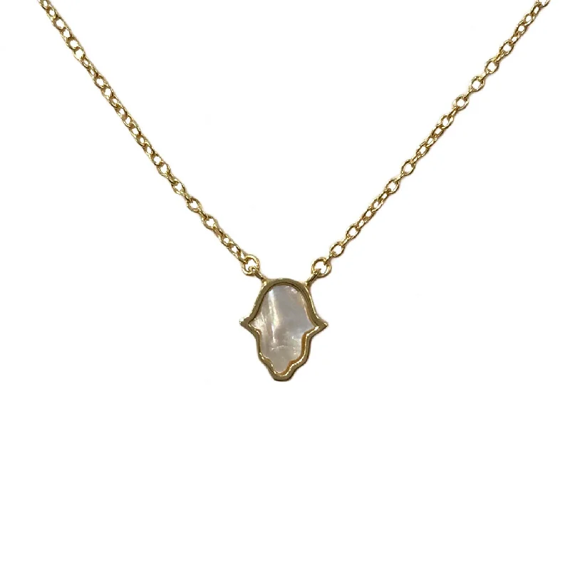 moon necklaces for women-Hamsa Mother Of Pearl Necklace