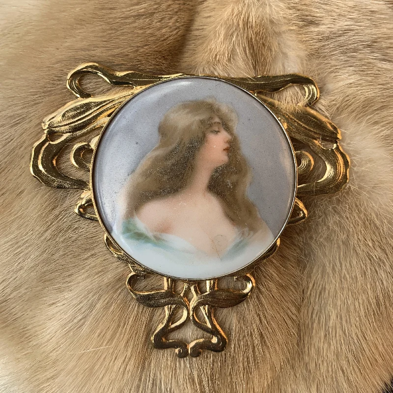 bridal brooches for women-Art Nouveau Style Cameo brooch