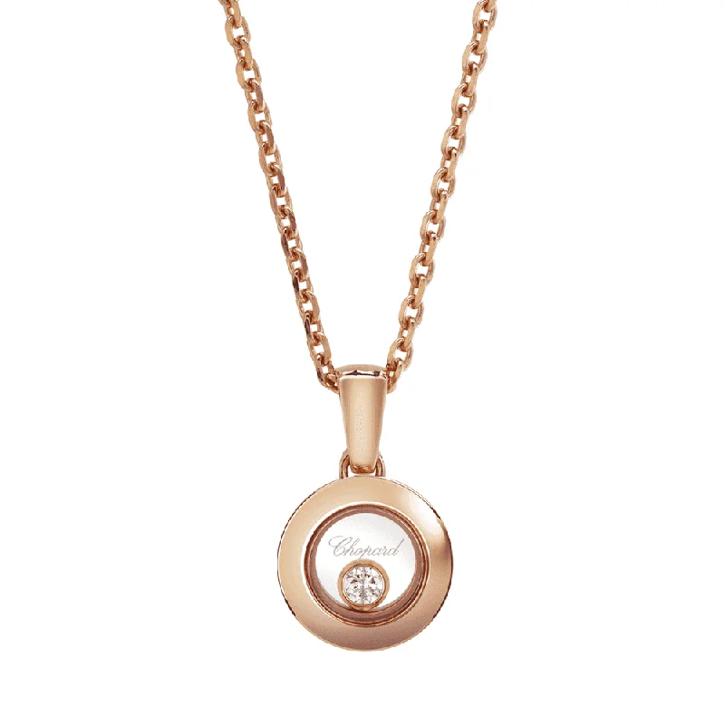 minimalist silver necklaces for women-Happy Diamonds Icons 18ct Rose Gold Round Pendant