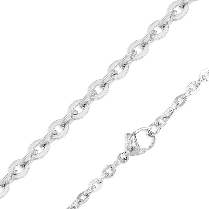 bridal necklaces for women-Stainless Steel Flat Oval Loop Chain / CHJ2109