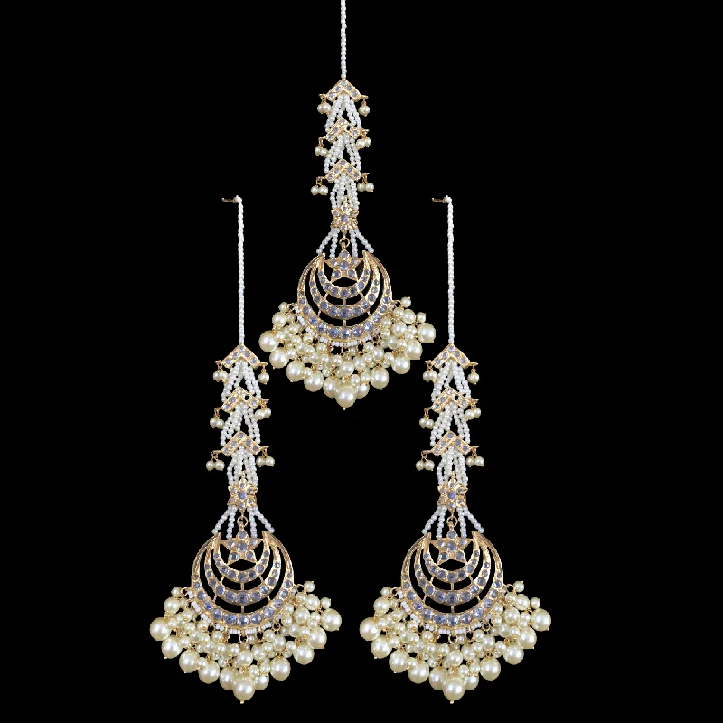 chandler earrings for women-DJET28 Tahura earrings tika in pearls  ( READY TO SHIP )