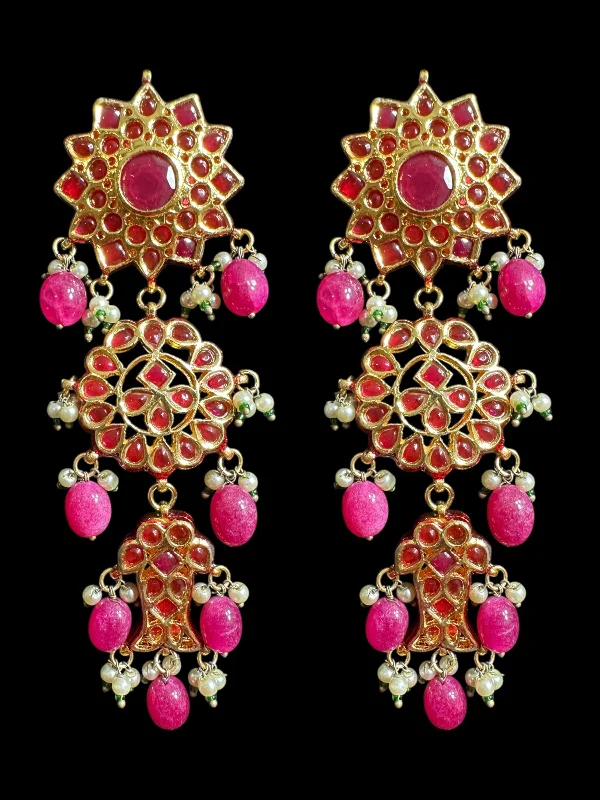 vintage earrings for women-Maya Kundan earrings  -Red / Ruby ( READY TO SHIP )