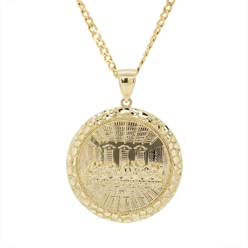 sun necklaces for women-YELLOW GOLD LAST SUPPER CHARM PENDANT