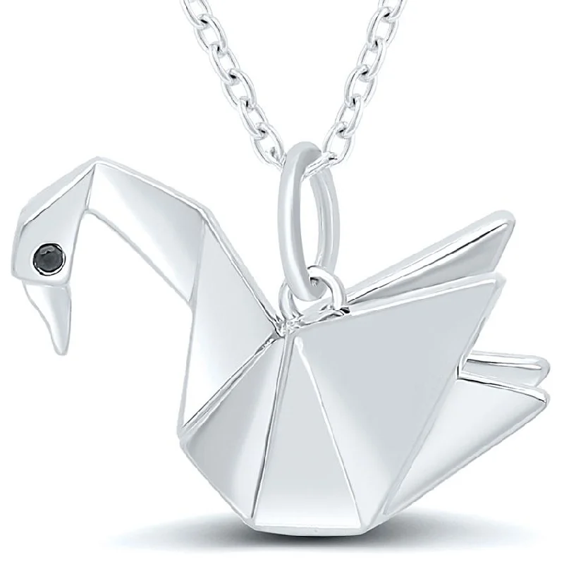 silver statement necklaces for women-ORIGAMI SWAN PENDANT