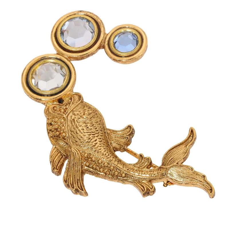 multi-layer brooches for women-1928 Jewelry Koi Fish Crystal Channel Bubbles Brooch