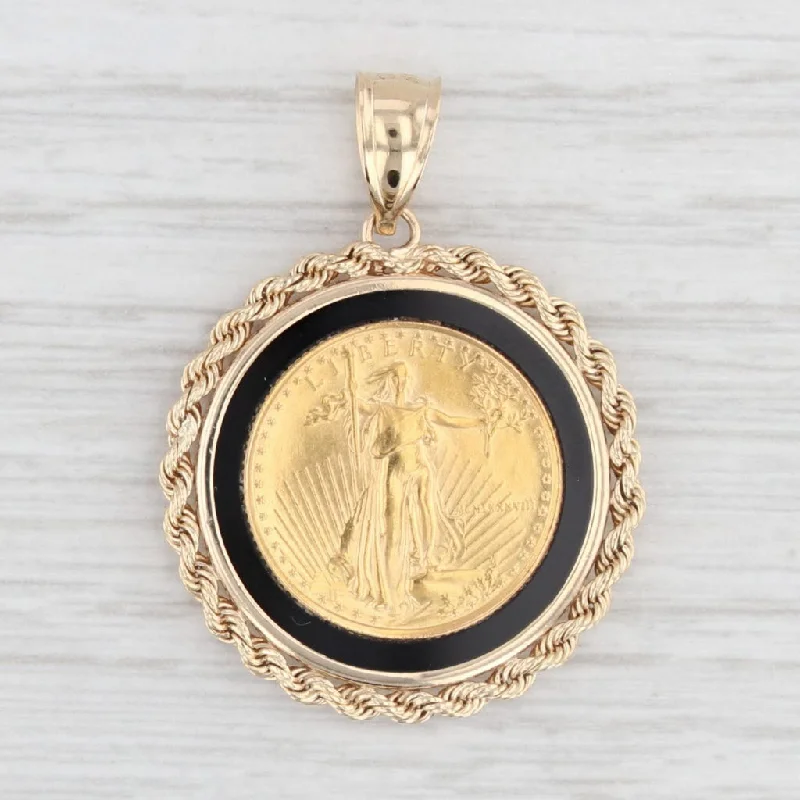 engagement rings with zirconia for women-1988 Gold American Eagle Coin Pendant 14k Bezel 22k 1/10oz