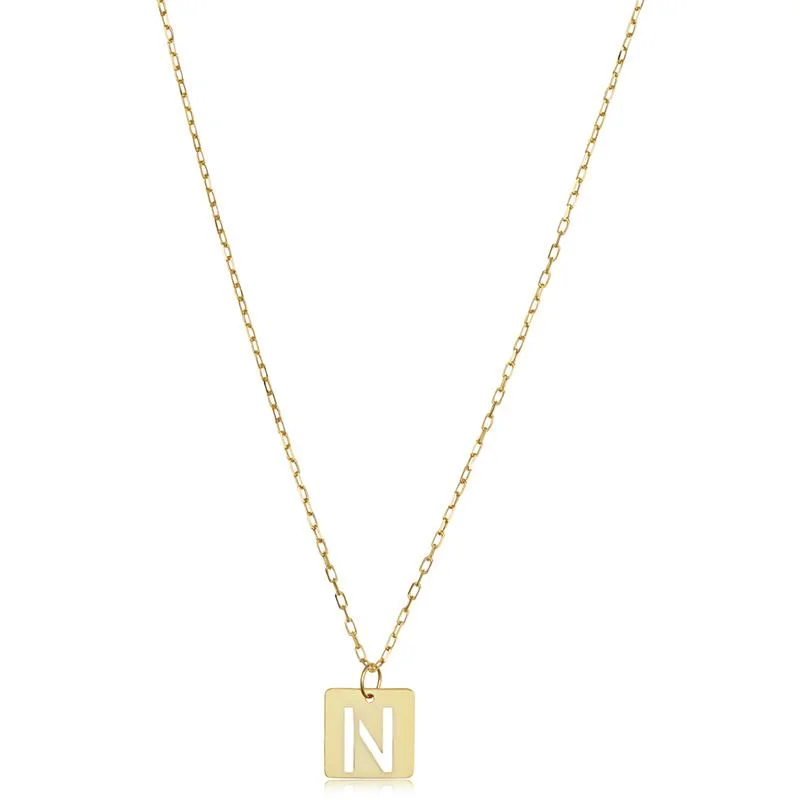 double heart necklaces for women-STAMPED INITIAL N PENDANT