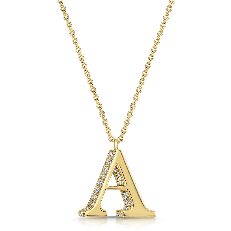 unique pendant necklaces for women-18ct Yellow Gold Diamond Initial Pendant & Chain