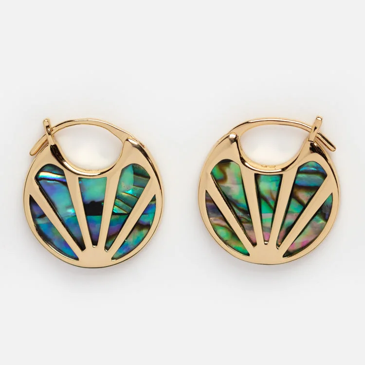 dangle earrings for women-Moonage Abalone Hoop Earrings