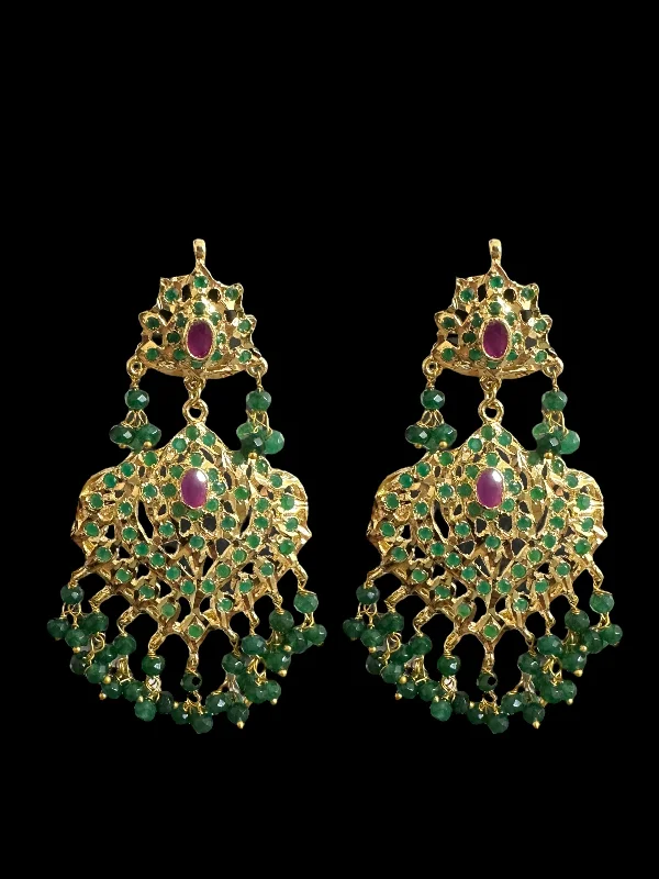 butterfly earrings for women-DER513 Ekta  ruby emerald earrings (READY TO SHIP)