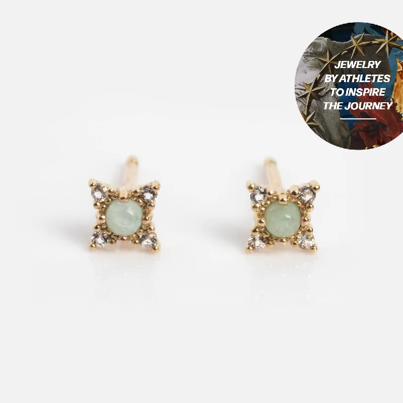 birthstone earrings for women-Courtney Frerichs x Local Eclectic Solid Gold Amazonite Starburst Studs