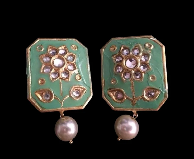 emerald earrings for women-Kundan meena top style earrings ( SHIPS IN 4 WEEKS )