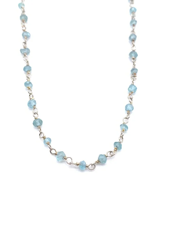 double chain necklaces for women-Aquamarines Floating on Sterling Silver