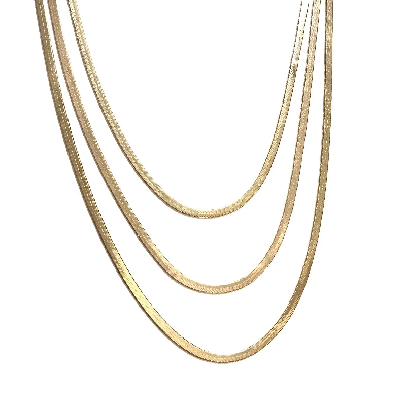 thick chain necklaces for women-Gold Filled Thin 3mm Herringbone Necklace